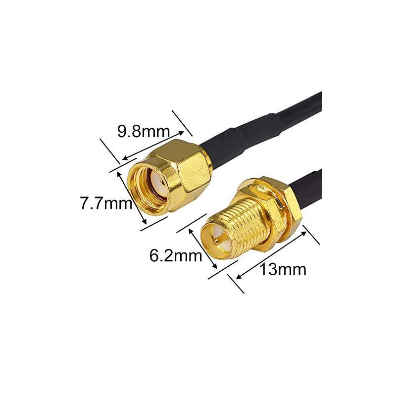 WiFi Antenna Extension Cable 6ft RG174 RP-SMA Male to RP-SMA Female RF Coaxial Cable Low Loss Gold Plated Pigtail for Wireless LAN Router Bridge External Antenna Equipment