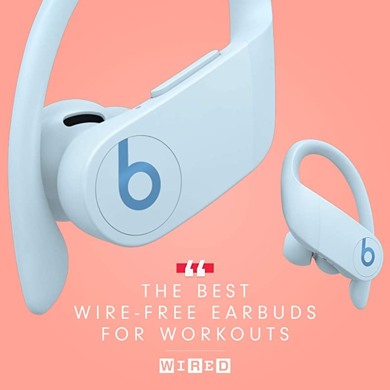 Power Pro Wireless Earbuds - Apple H1 Headphone Chip, Class 1 Bluetooth Headphones, 9 Hours of Listening Time, Sweat Resistant, Built-in Microphone - Glacier Blue