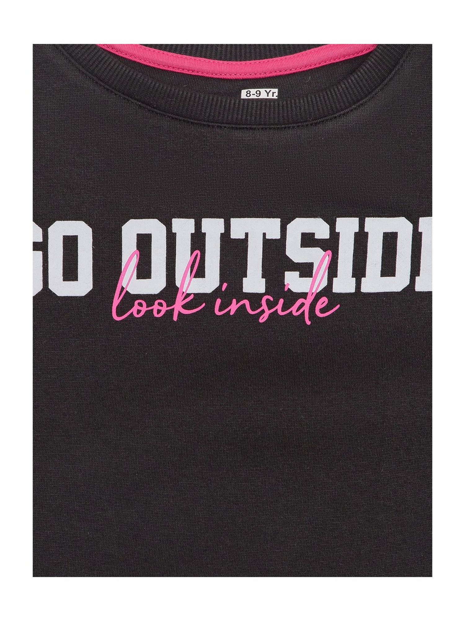 Bodycare Girls Black Graphic Print Full Sleeves Sweatshirt