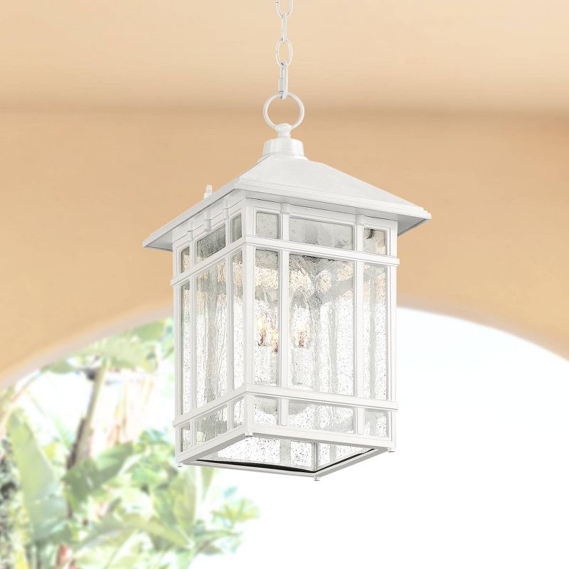 Kathy Ireland J du J Sierra Craftsman 16 1/2"H White Outdoor Hanging Light