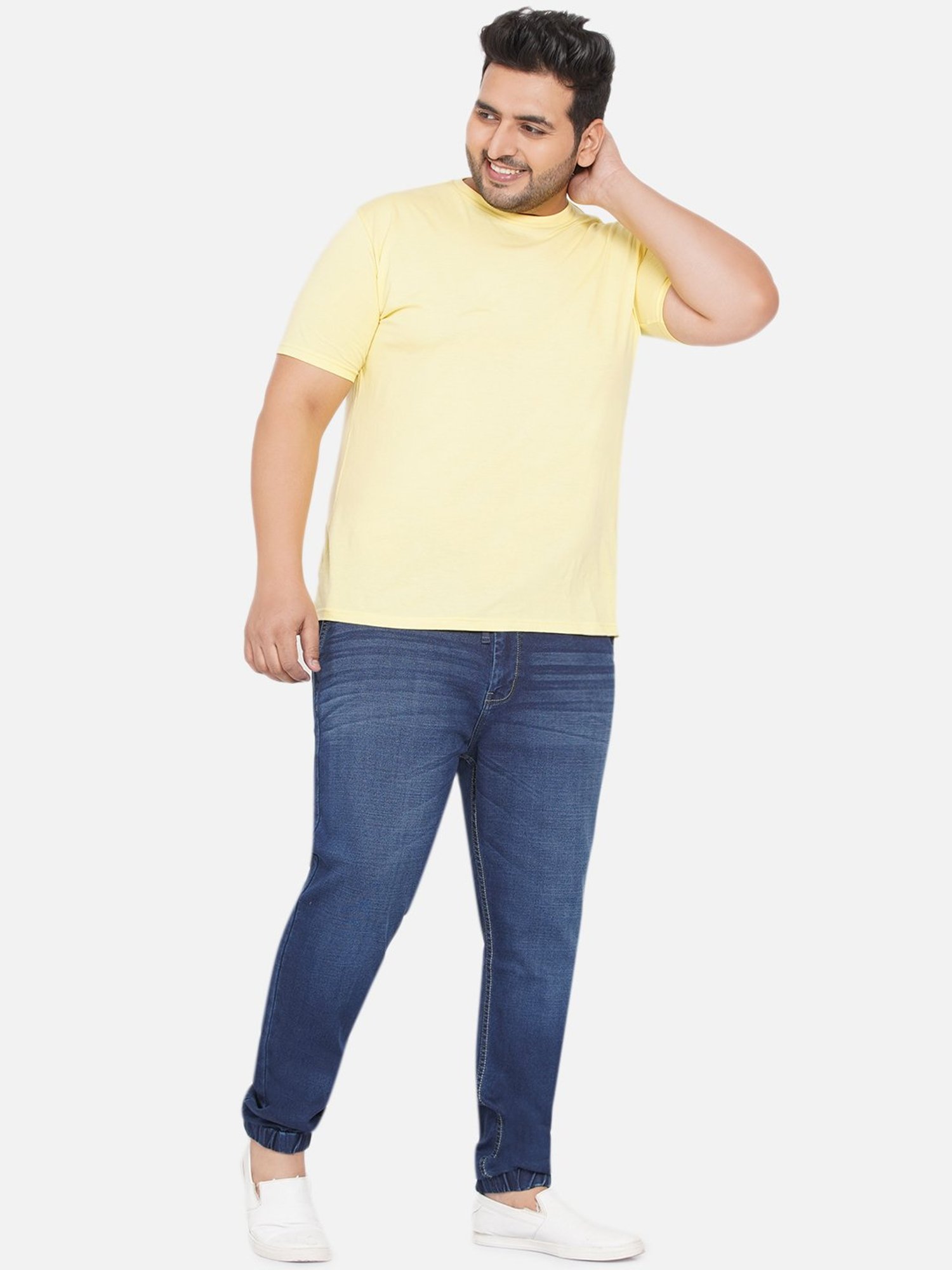 John Pride Blue Regular Fit Plus Size Joggers Jeans