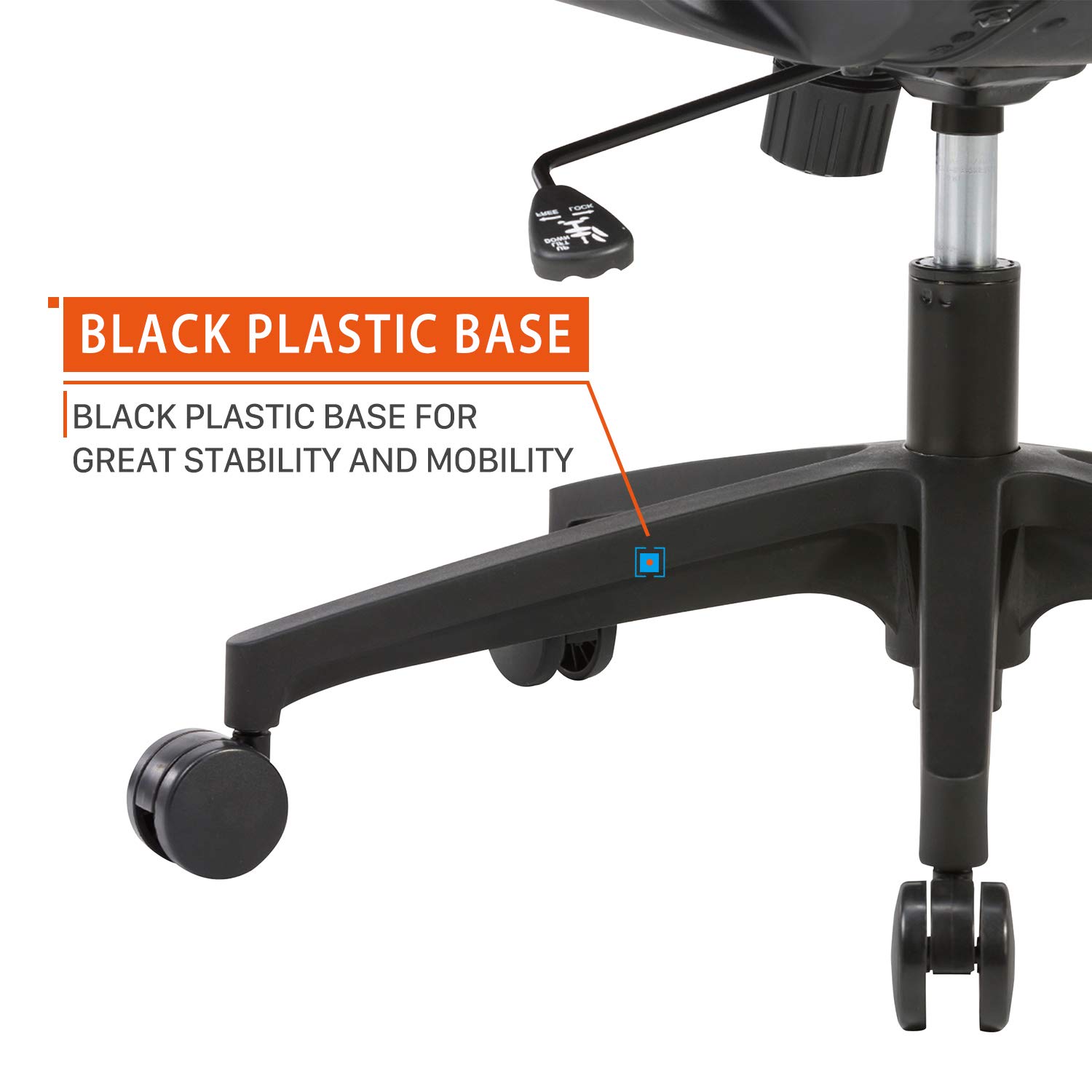 CLATINA Ergonomic Mid-Back Upholstered Swivel Task Chair with Black Plastic Arm Rest and Base for Home and Office