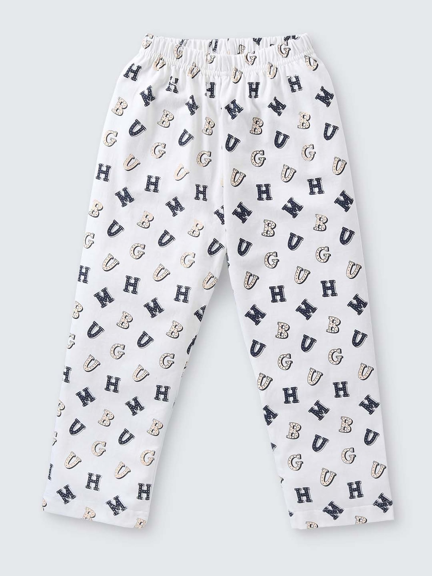 Nite Flite Boys Navy & Off-White Cotton Printed T-Shirt Set