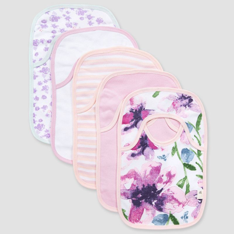 Burt's Bees Baby® Girls' 5pk Watercolor Daylily Bib - Purple