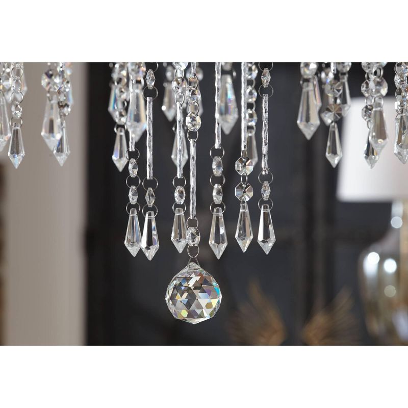 Vienna Full Spectrum Chrome Chandelier 29" Wide Crystal Rain Curved Arm Halogen 6-Light Fixture Dining Room Foyer Kitchen Entryway