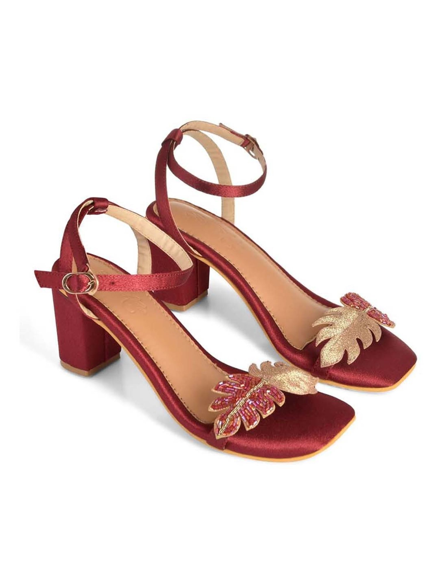 Sole House Women's Maroon Ankle Strap Sandals