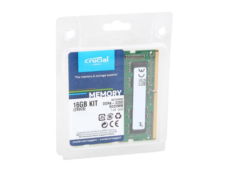 Crucial 32GB Single DDR4 3200 MT/s CL22 SODIMM 260-Pin Memory - CT32G4SFD832A
