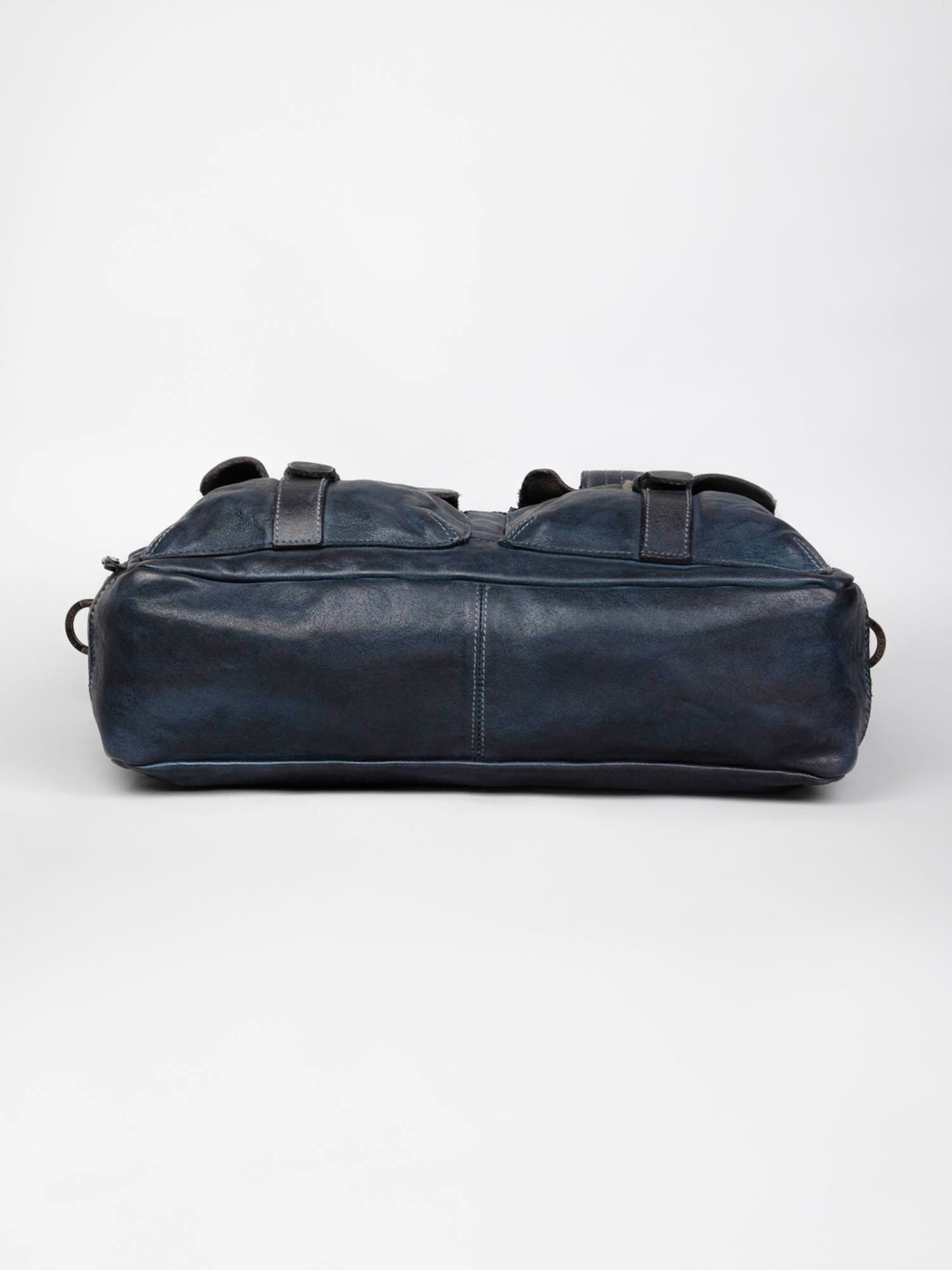 Art N Vintage Logan Navy Leather Solid Large Laptop Messenger Bag