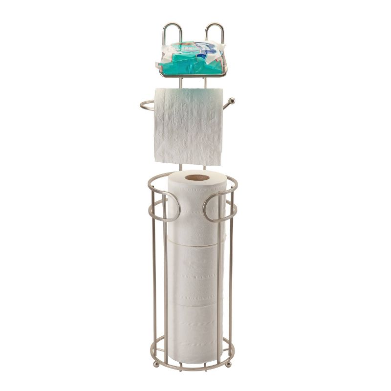 Round Wire Toilet Tissue Reserve with Dispenser and Phone Shelf Satin Nickel - Bath Bliss