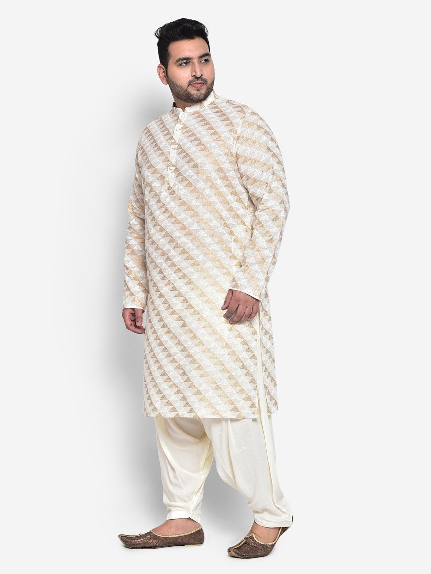 KISAH PLUS Beige Regular Fit Printed Kurta Bottom Set