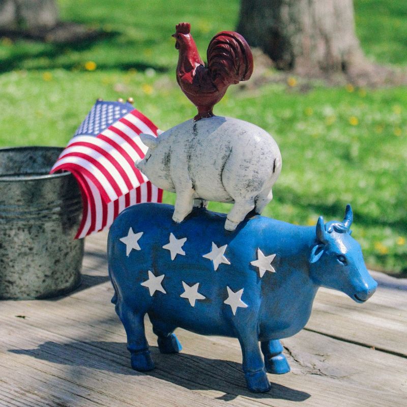 Northlight 12" Patriotic Stacked Farm Animals Outdoor Garden Statue