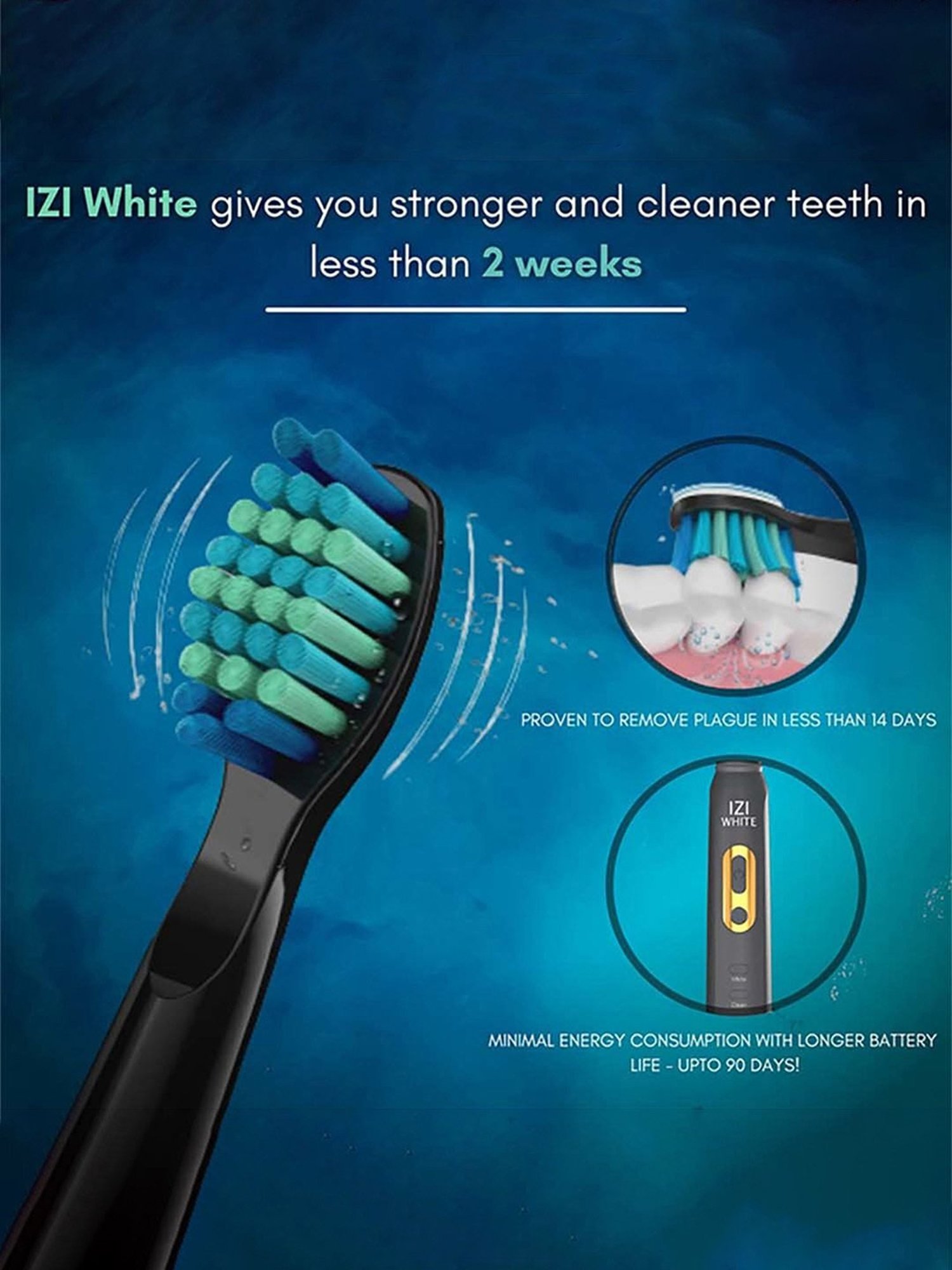 IZI White Ultra Sonic Rechargeable Whitening Electric Toothbrush (Black)