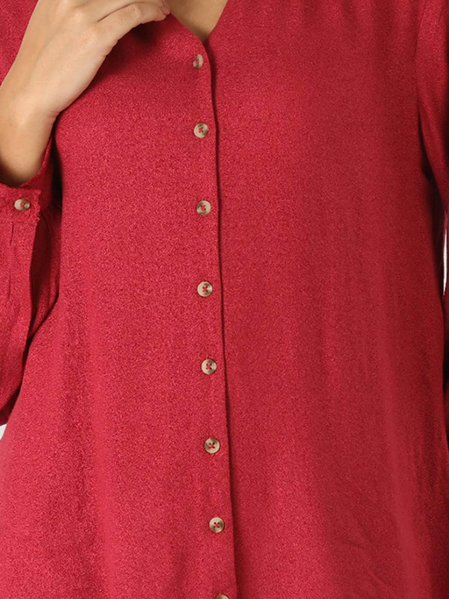 Mustard Red Textured Shirt