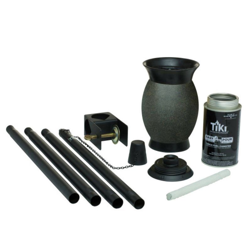 2pk Convertible 64" Ceramic Jar Patio Torch Cream - TIKI