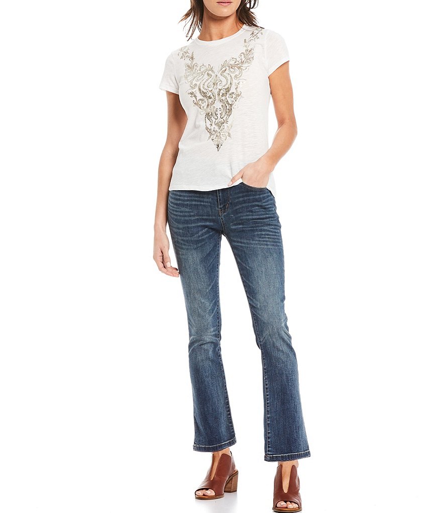 Reba Guiliana Flared Leg Mid Rise Ankle Jeans