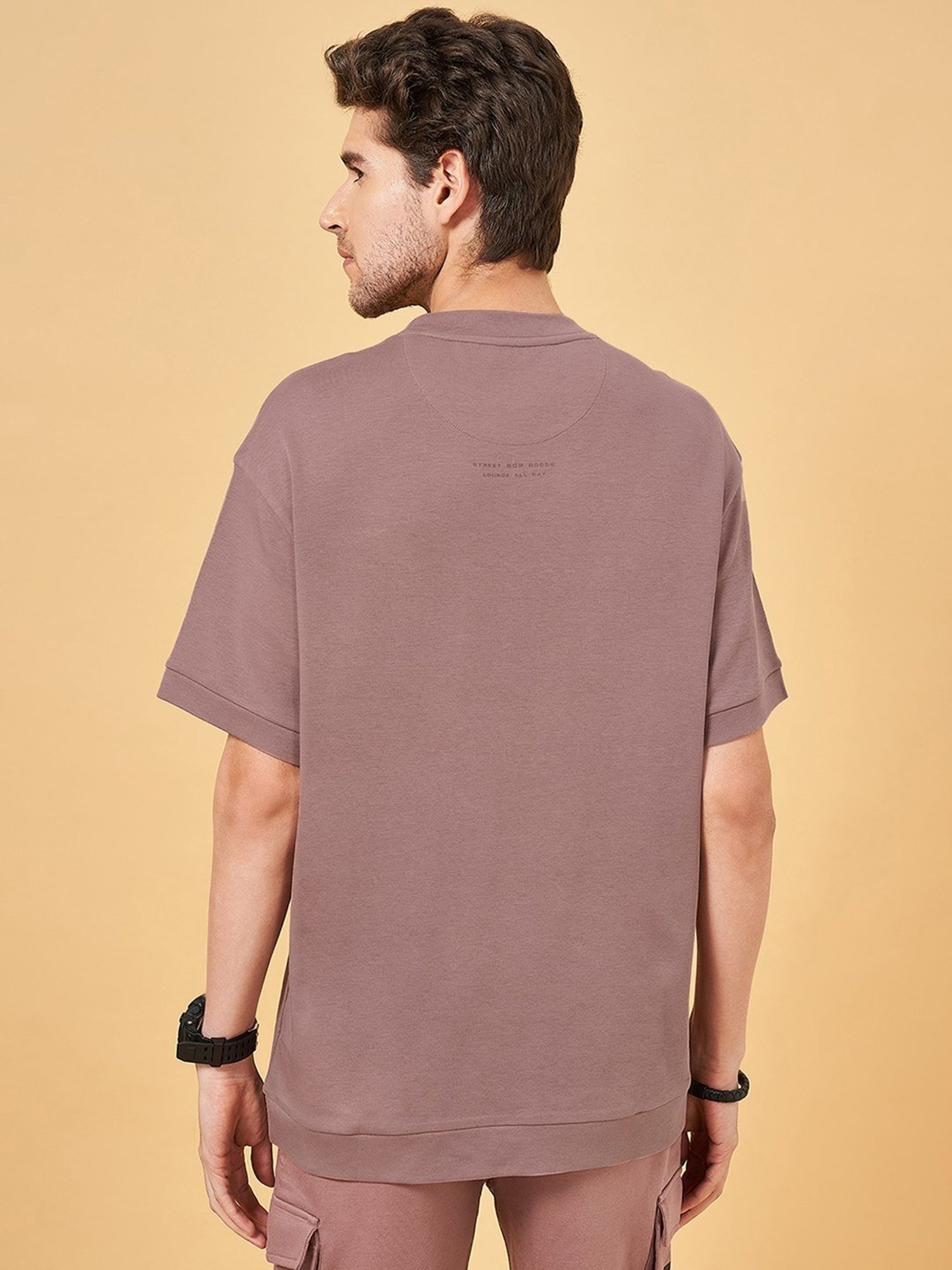 Street 808 By Pantaloons Twilight Mauve Boxy Fit T-Shirt