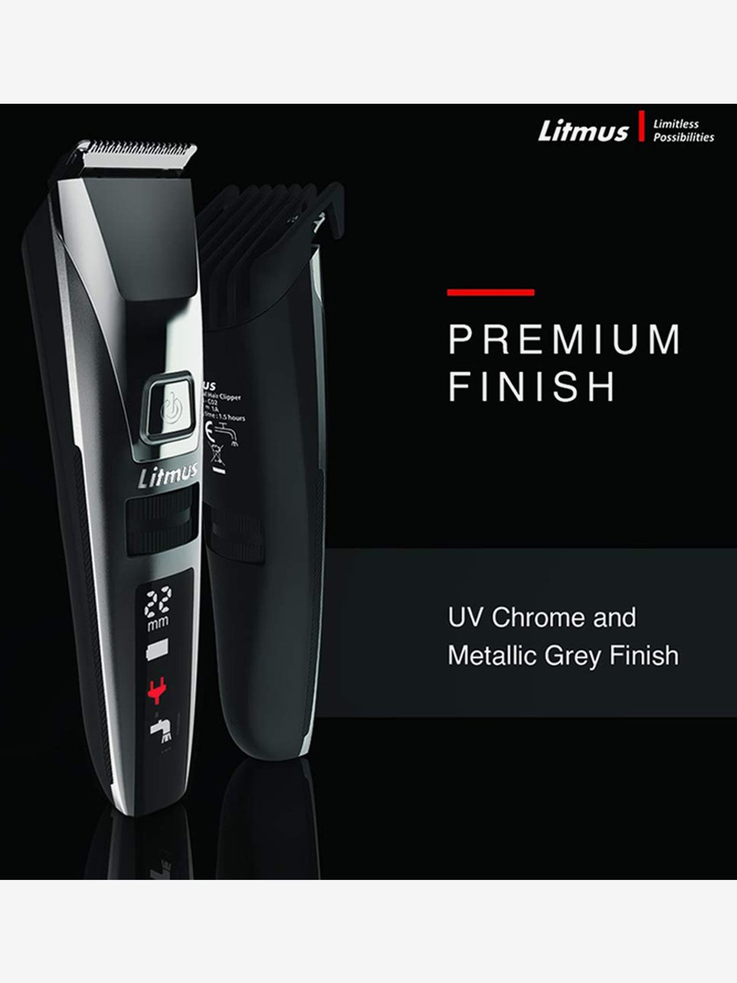 Litmus Stubble Pro DT1100 Cordless Trimmer For Men (Metalic Grey,UV Chrome)