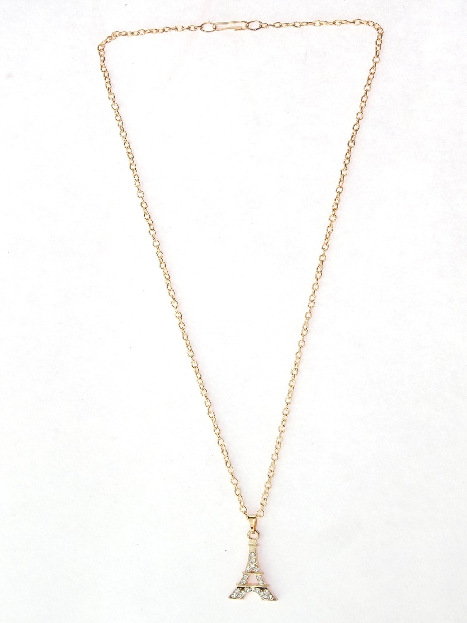 Jewelz Trendsetting Gold Western Necklace With Delicate Eiffle Tower Charm for Women