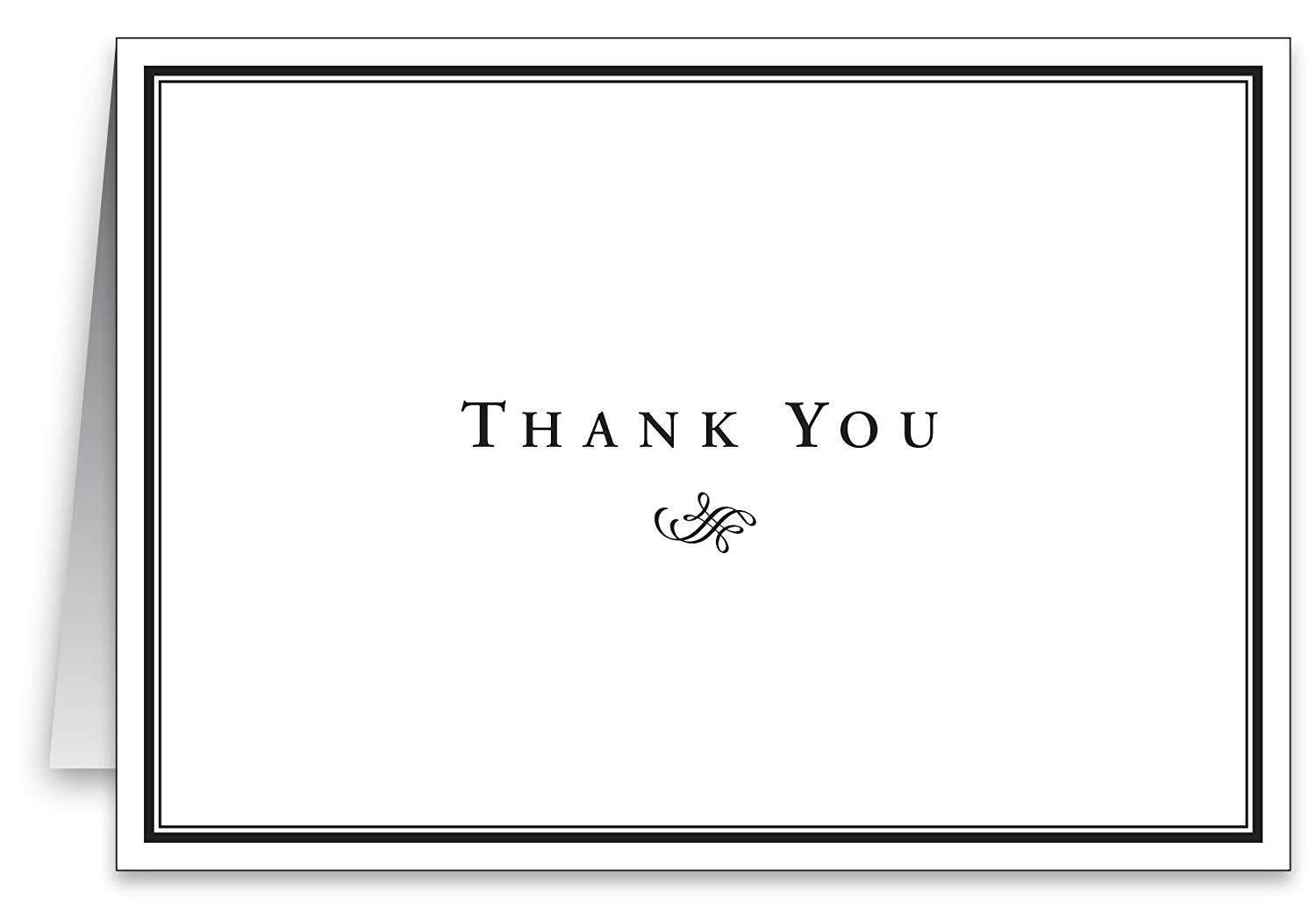Thank You Greeting Cards & Envelopes - Size 4 1/4" X 5 1/2" Cards When Folded - 25 Per Pack.