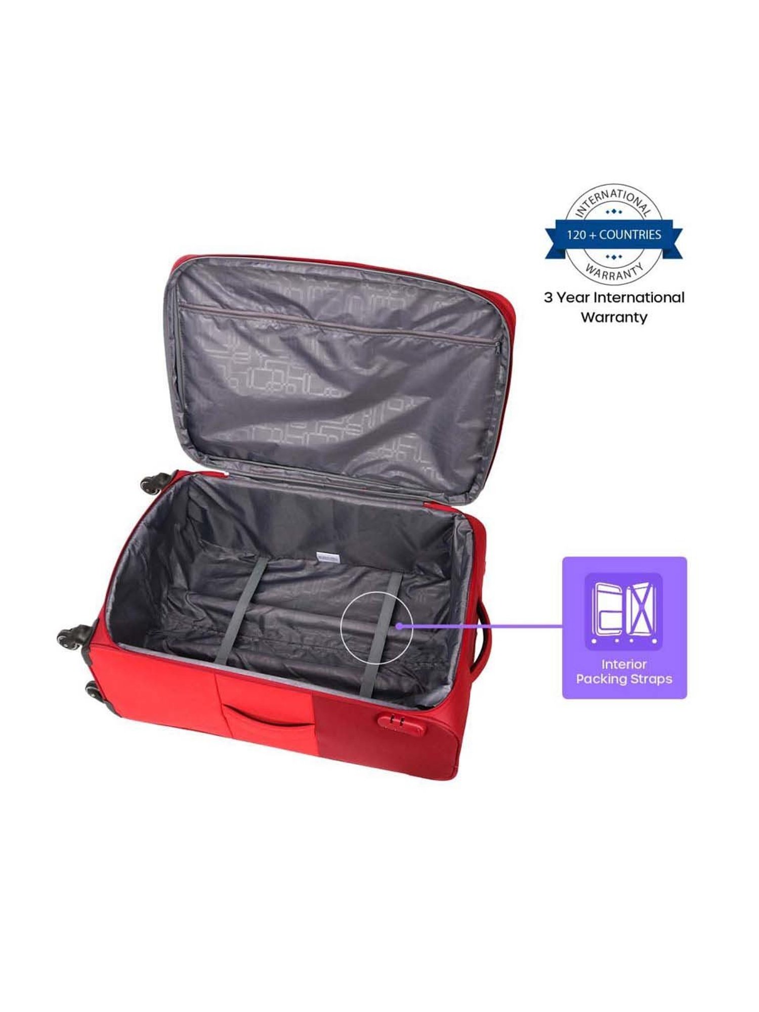American Tourister Kansas Red Color Block Soft Medium Trolley Bag - 45.5 cm