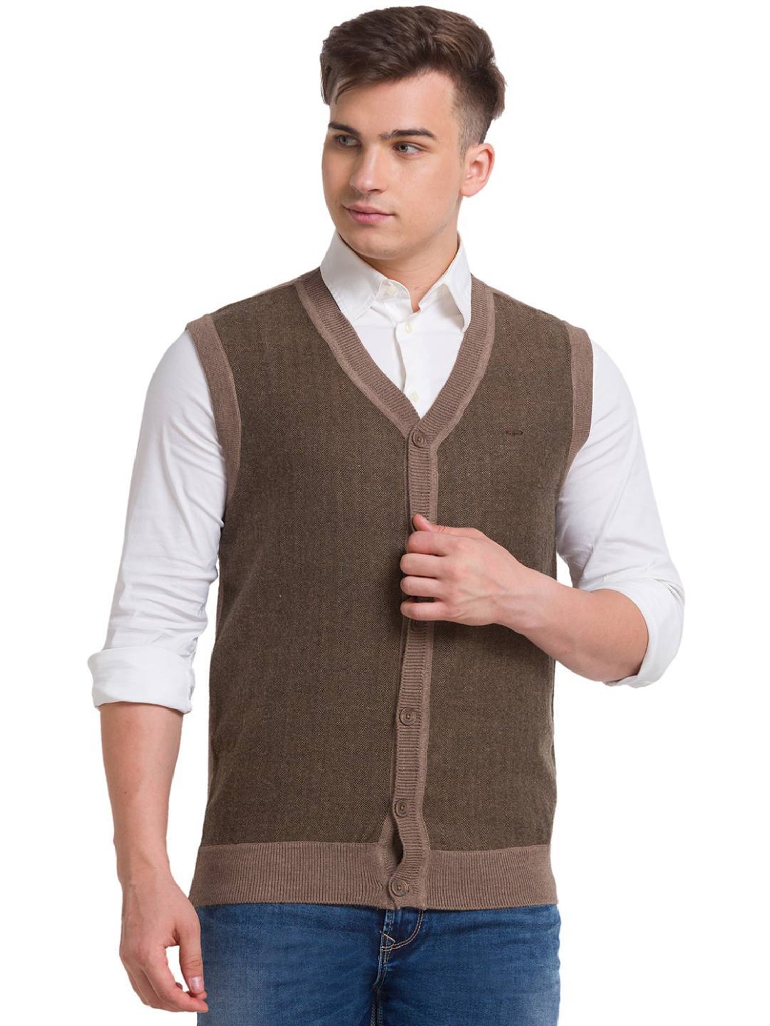 ColorPlus Brown Classic Fit Sweater