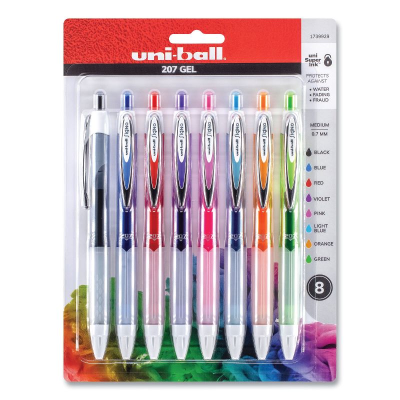 uni-ball 207 Retractable Gel Pen, Medium 0.7mm, Assort Ink 1739929