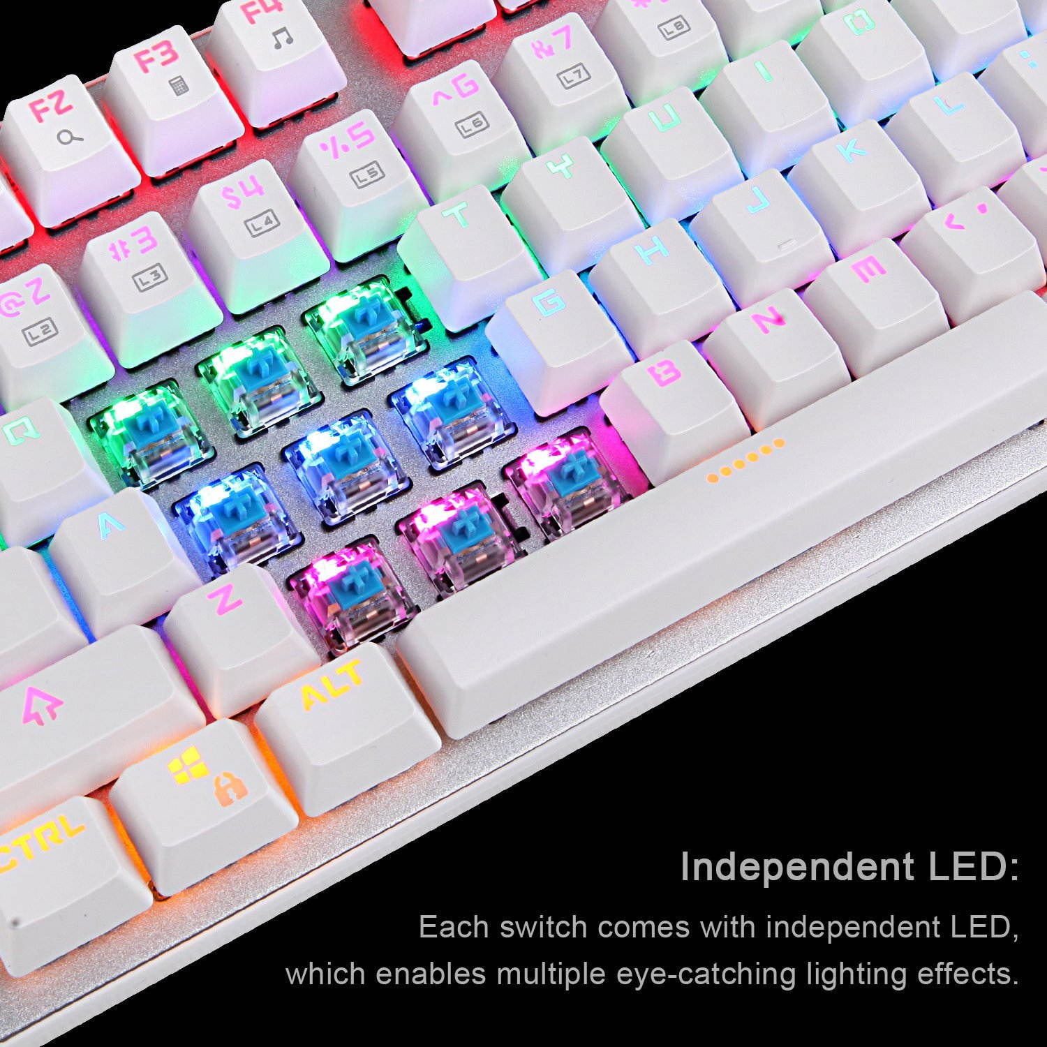 SADES K10 Multi-color LED Backlit Wired USB Mechanical Gaming Keyboard with Blue Switches