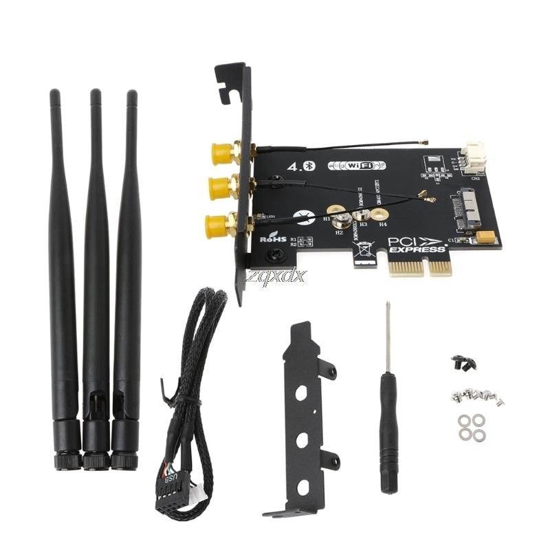 WiFi + Bluetooth 4.0 Wireless Card To Mini PCI-E 1X Adapter For PC/Hackintosh