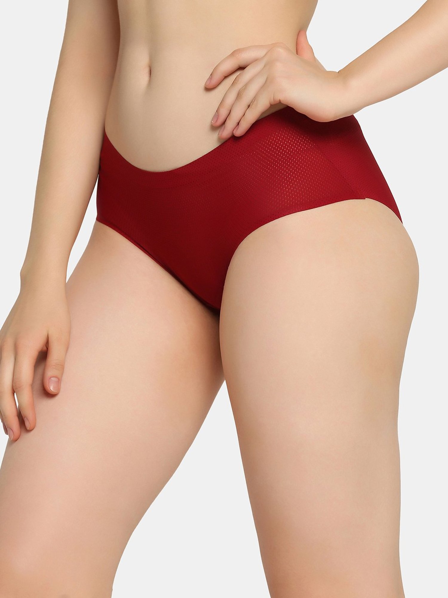 Da Intimo Maroon Self Design Hipster Panty