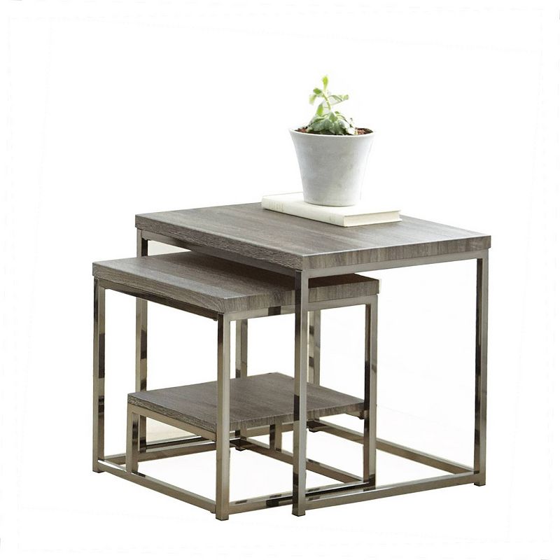 2pc Lucia 2 Pc Nesting Table Gray/Brown - Steve Silver