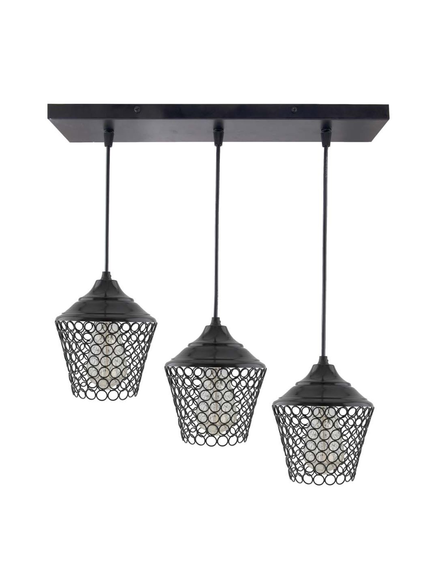 Homesake 3-Lights Linear Cluster Black Metal Lantern Pendant Light - Set of 1 (Bulb not included)