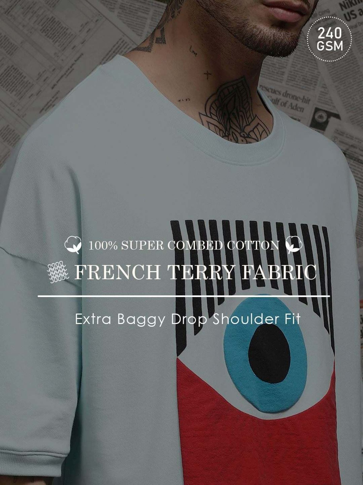 Dillinger Blue Loose Fit Printed Unisex T-Shirt