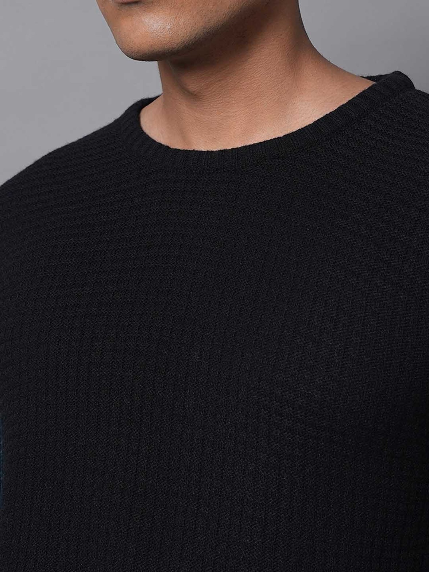 High Star Teal & Black Regular Fit Sweater