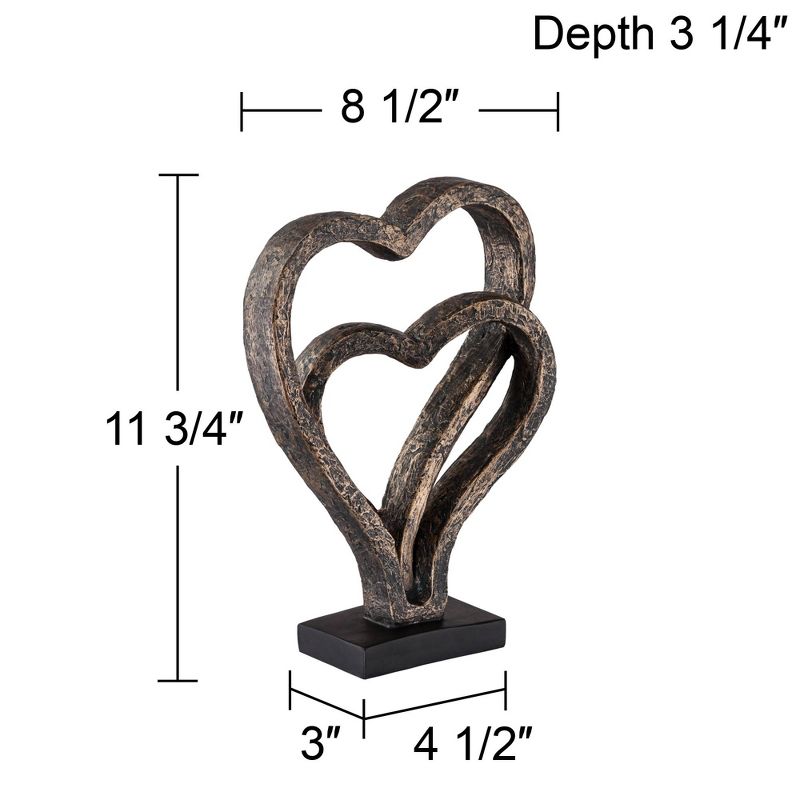 Kensington Hill Interlocking Hearts 11 3/4" High Bronze Finish Sculpture