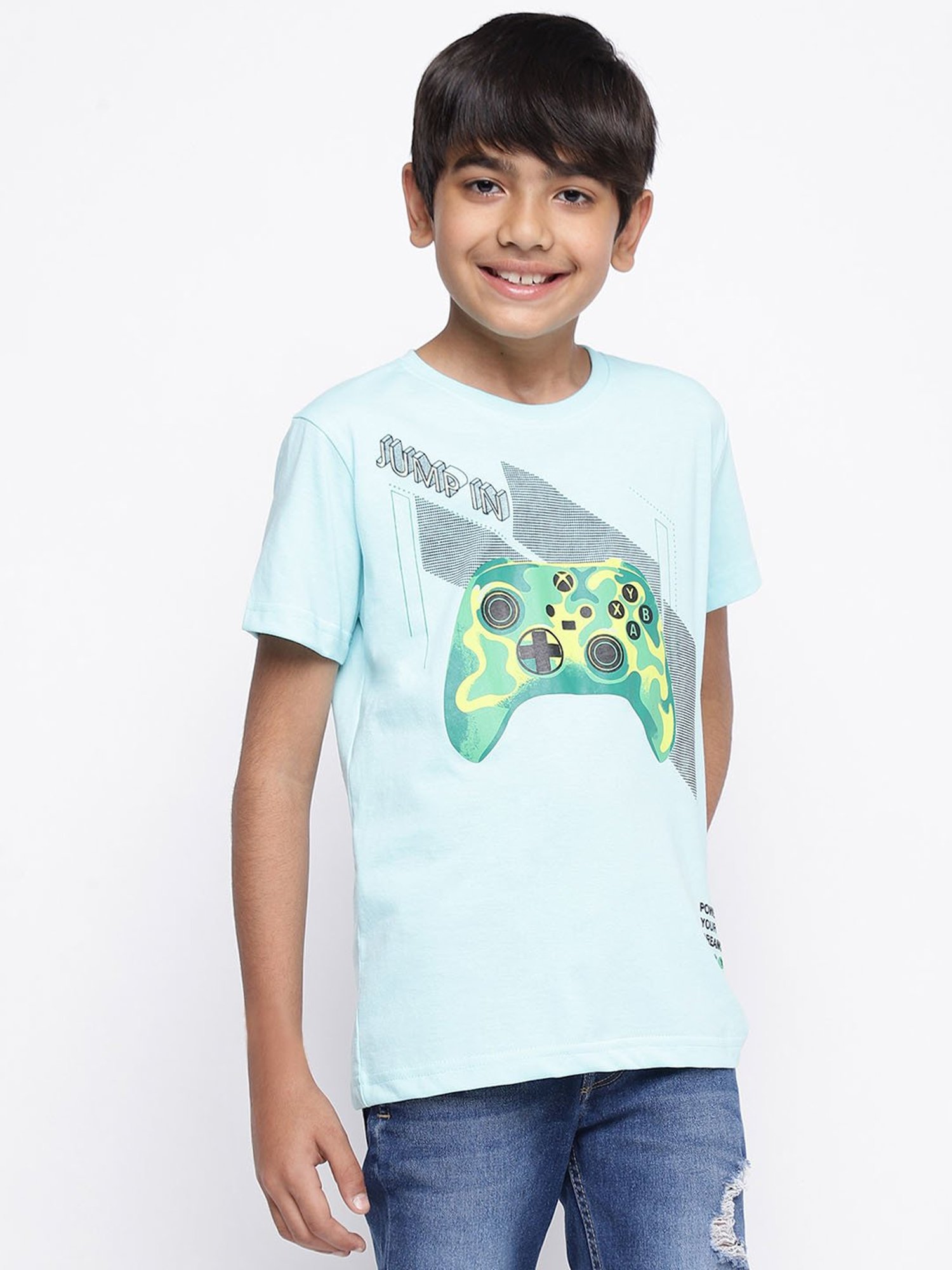 Lil Tomatoes Kids Blue Printed T-Shirt