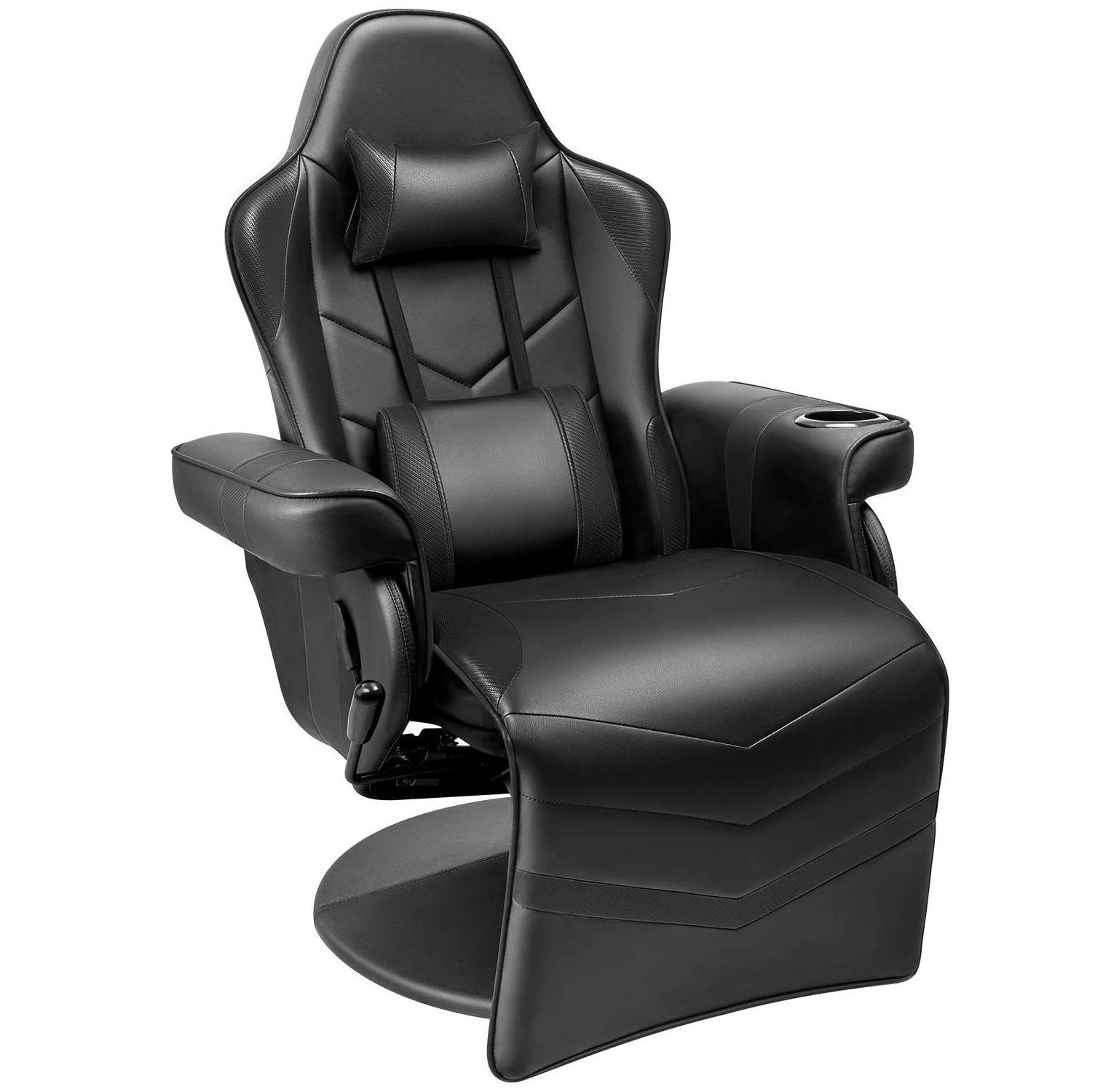 Homall Computer Racing Style PU Leather Ergonomic Adjusted Reclining Video Gaming Single Sofa Chair with Footrest Headrest and Lumbar Support (White)