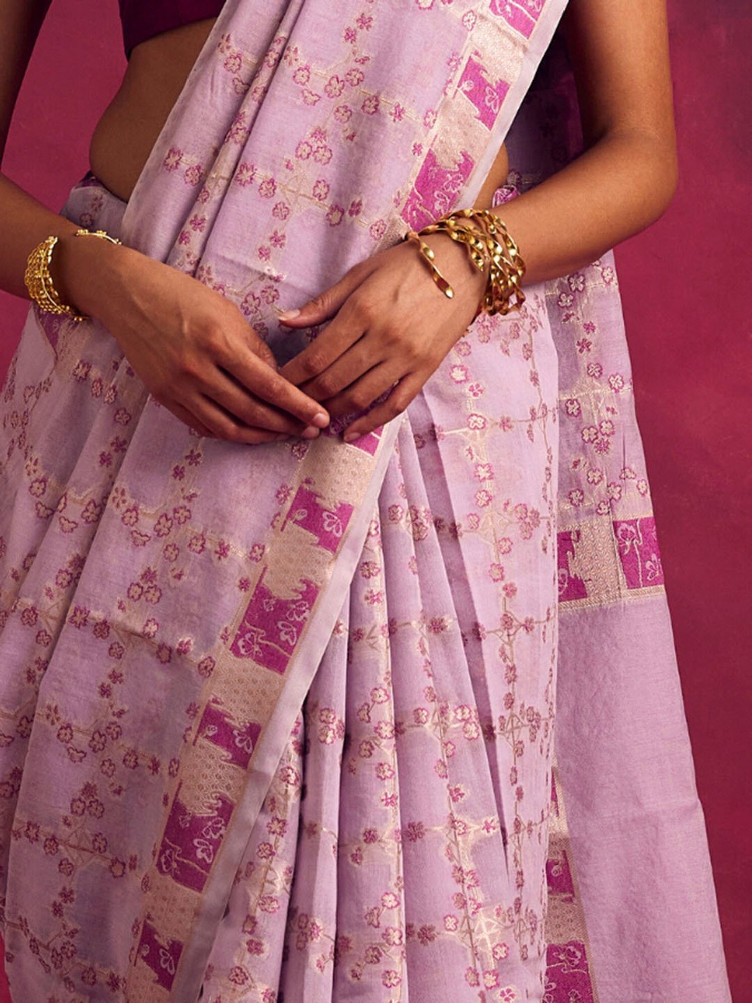 Abhishti Lavender Woven Saree Without Blouse
