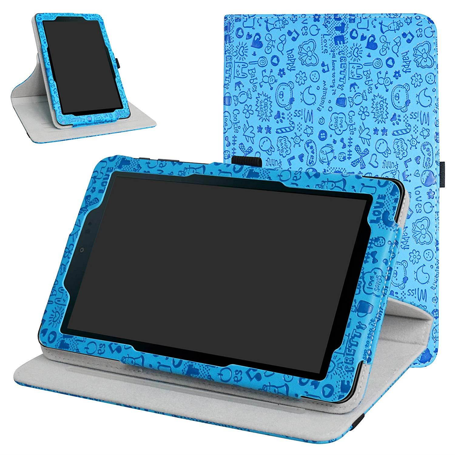 Sprint Slate 8" Tablet Rotating Case,Mama Mouth 360 Degree Rotary Stand with Cute Cover for 8" Sprint Slate 8 (AQT80) / Sprint Slate 8 Plus Android Tablet,Blue