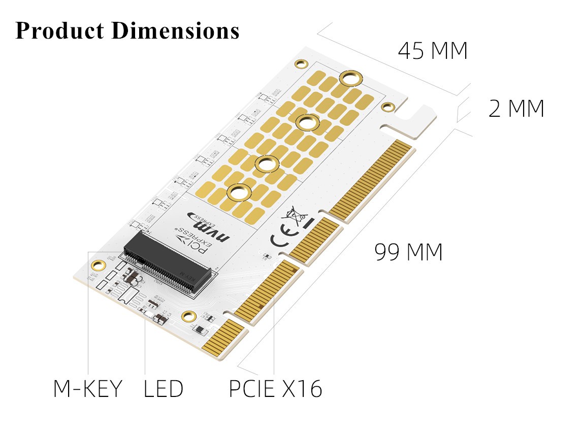 MAIWO M.2 expansion card KT058A  NVMe SSD  to PCIe 3.0 X16/X8/X4 adapter M Key Converter Card Support 2230 2242 2260 2280,Compatible with Windows 7/8/10 & Linux ,BTC accessories