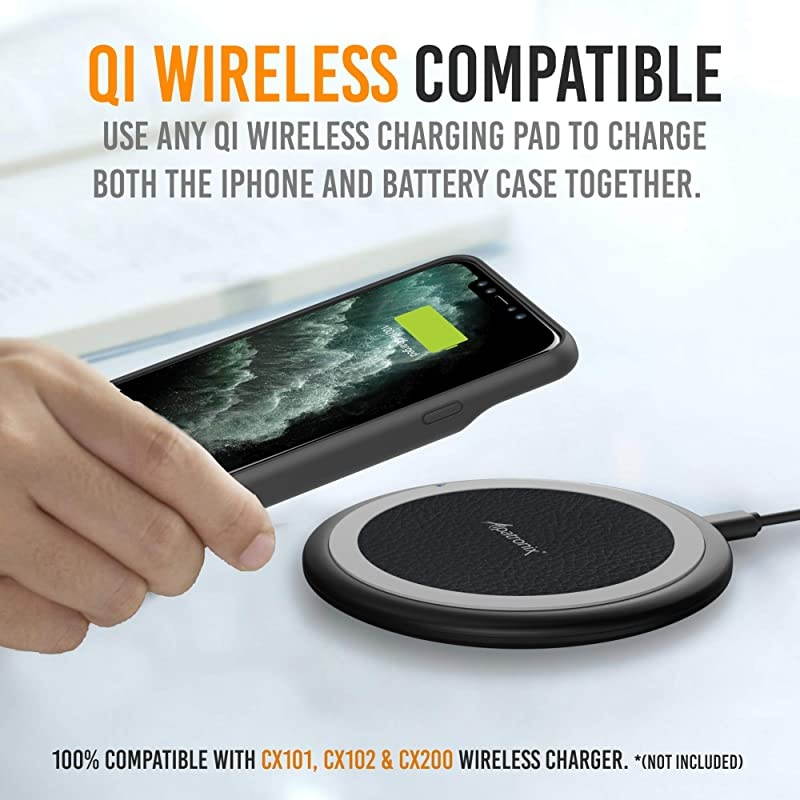 11 Pro Battery Case, BX11Pro 4200mAh Slim Portable Protective Extended Charger Cover with Wireless Charging Compatible with 11 Pro (5.8 inch) (Black)