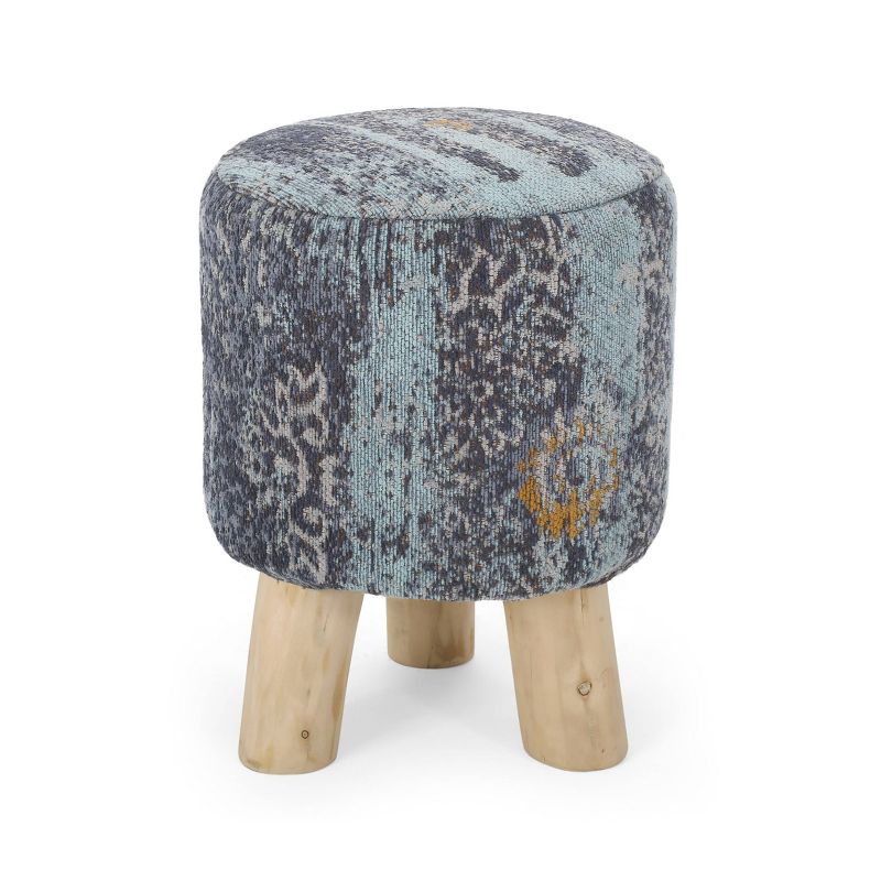 Easa Handcrafted Boho Jacquard Stool Natural - Christopher Knight Home