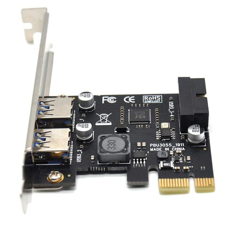 4 Port PCIE PCI-e to USB 3.0 (2 x Type A+ 20 Pin Internal) Expansion Card Hub Controller PCI Express Card Adapter w/ SATA Power