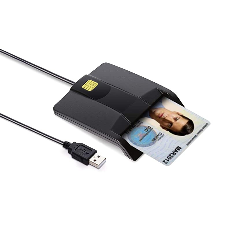 DOD Military USB Common Access CAC Smart Card Reader, Compatible with Mac Os, Win (Horizontal Version)