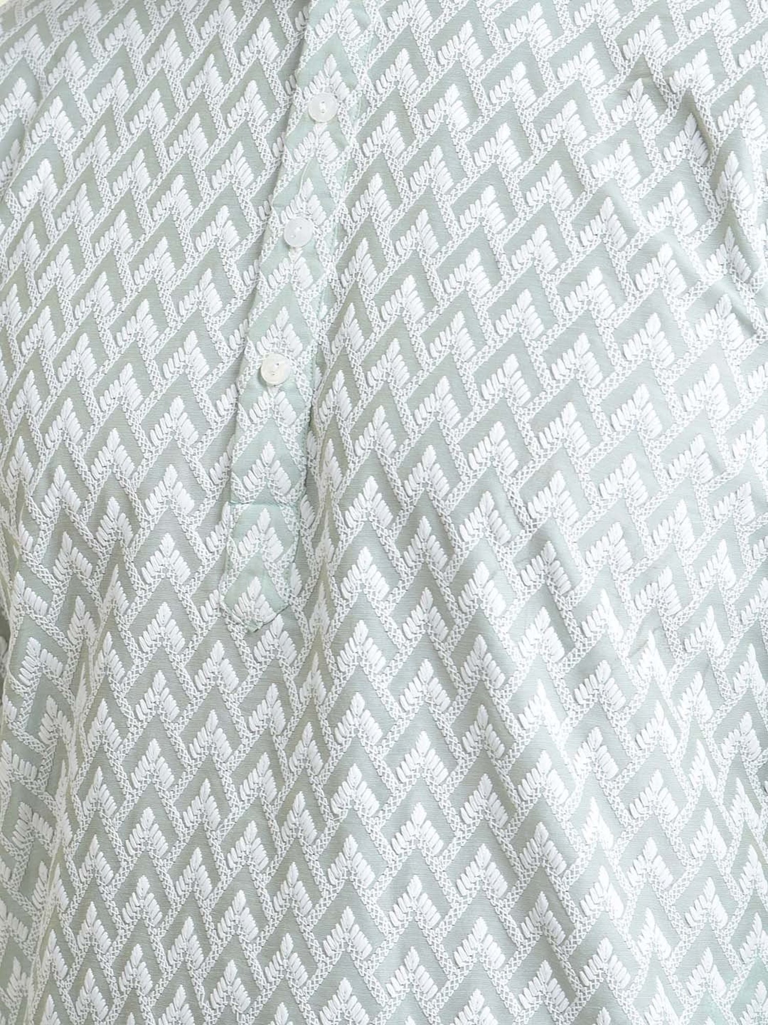 TABARD Light Green Regular Fit Chikankari Embroidery Full Sleeves Kurta with Churidar Set