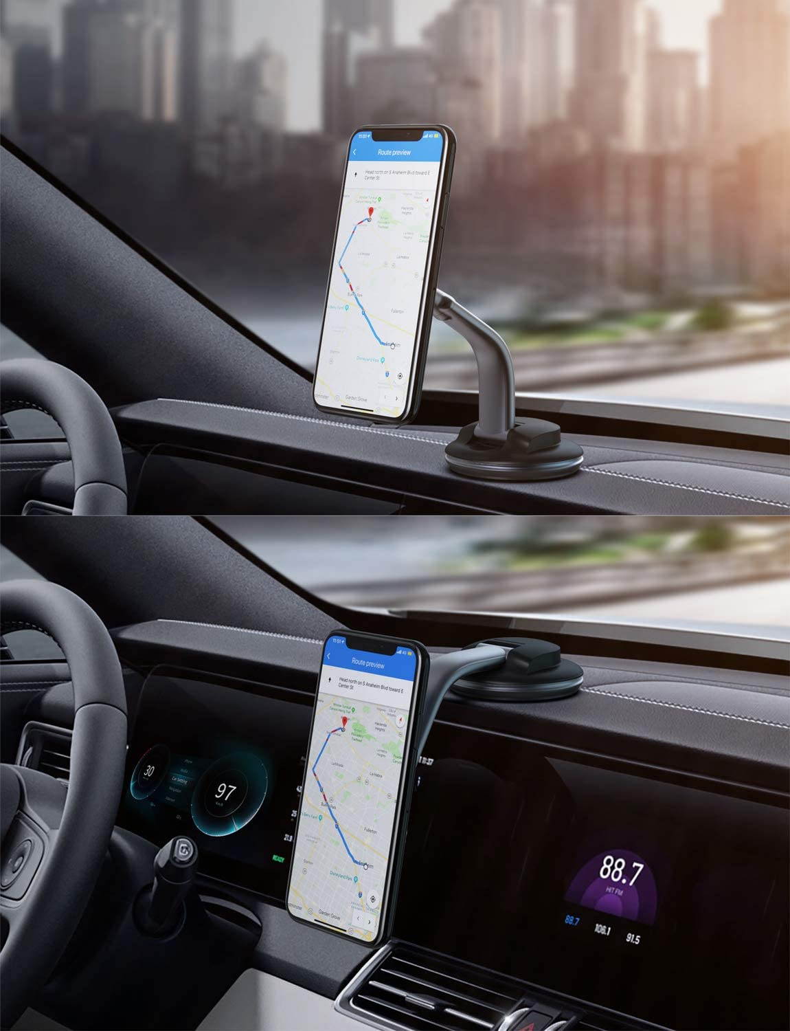 Car Phone Mount 360 Degree Rotation Dashboard Magnetic Cell Phone Holder for Car Compatible with iPhone 12 / 11 Pro Max / 11 / XS Max / XS / 8 / 7 and More