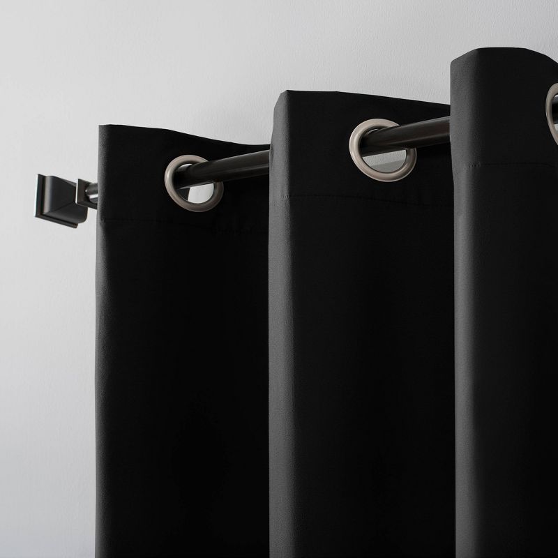 63"x40" Cyrus Thermal Sheer Grommet Top Curtain Panel Black - Sun Zero