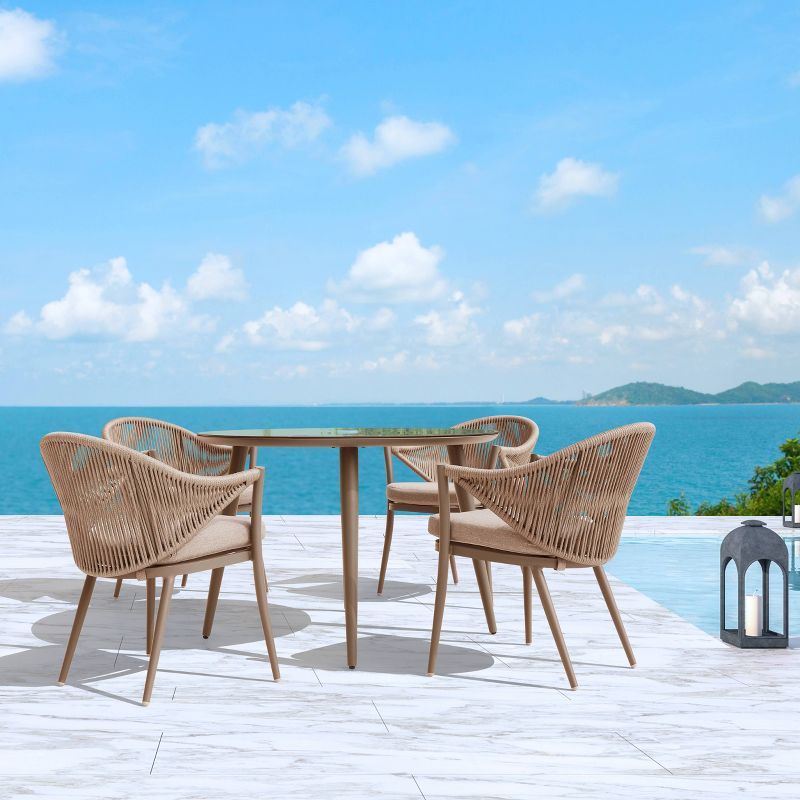 5pc Aluminum Patio Dining Set Tan - Nuu Garden