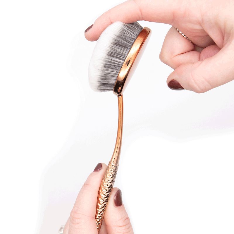 MODA Brush Metallics 10pc Deluxe Gift Makeup Brush Set with Black Studded Zip Case