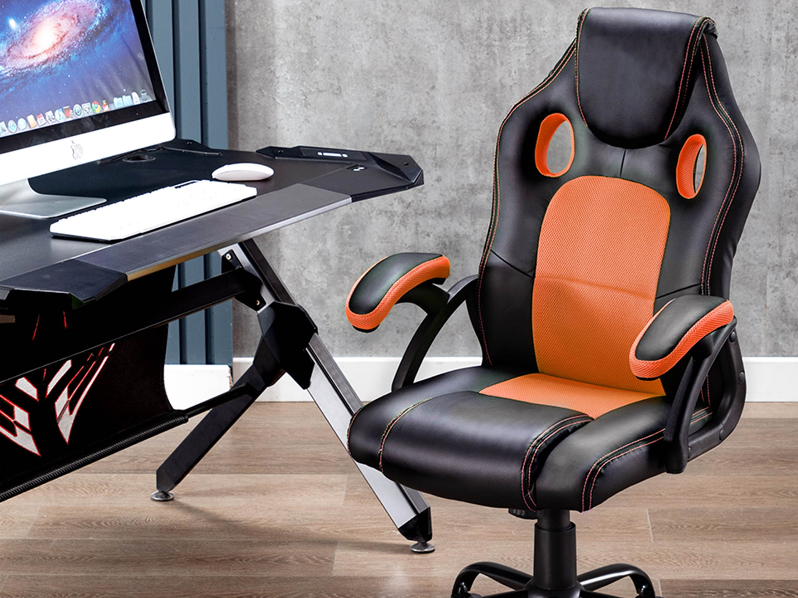 Volans Breathable Mesh Gaming Chair,Ergonomic Racing Office Computer Game Chair-Swivel Rocker E-Sports Chair with Adjustable Backrest and Seat Height,Dark Grey
