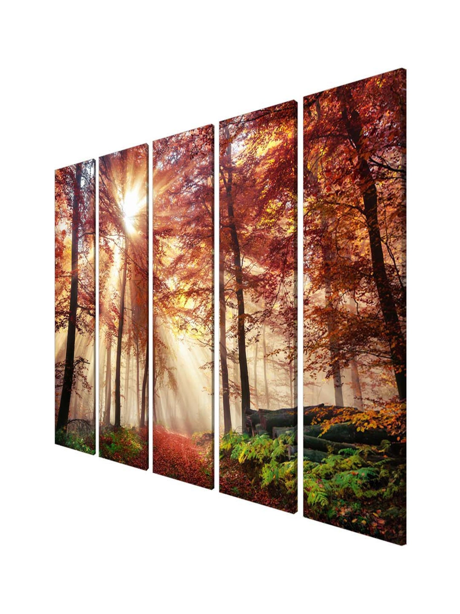 999Store Red Leaves Tree Forest Art 5 Frame MDF Paintings